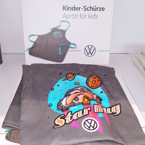 Volkswagen VW Kinder-Schürze Grau/Blau, Käfer Motiv 1H1084600A
